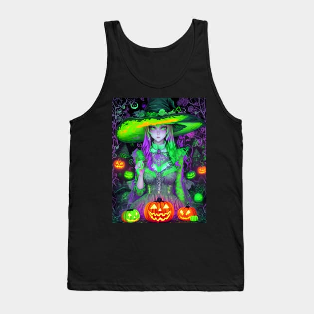 Halloween Cute Spooky Black Witch Tank Top by TrendyTees